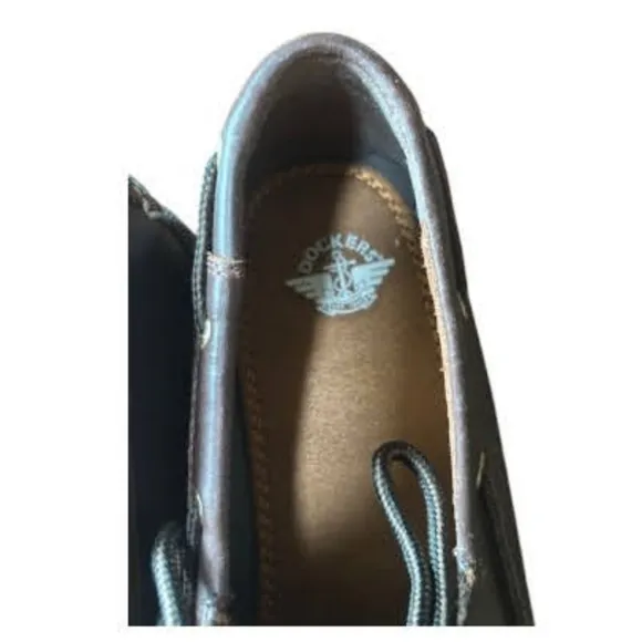 Dockers Dark Brown Leather Vargas Boat Shoes with Moccasin Construction 10M