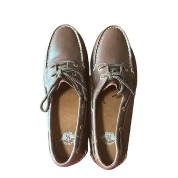 Dockers Dark Brown Leather Vargas Boat Shoes with Moccasin Construction 10M