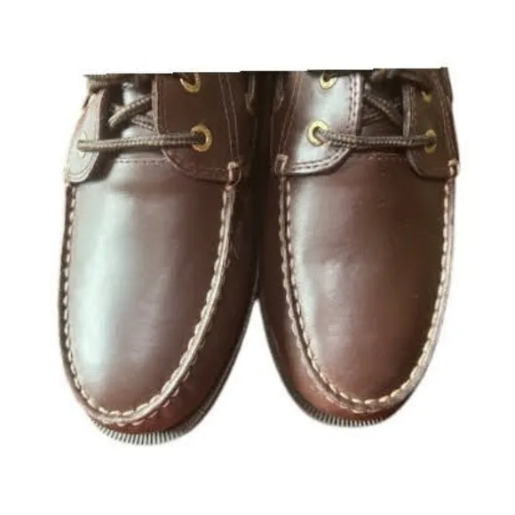 Dockers Dark Brown Leather Vargas Boat Shoes with Moccasin Construction 10M