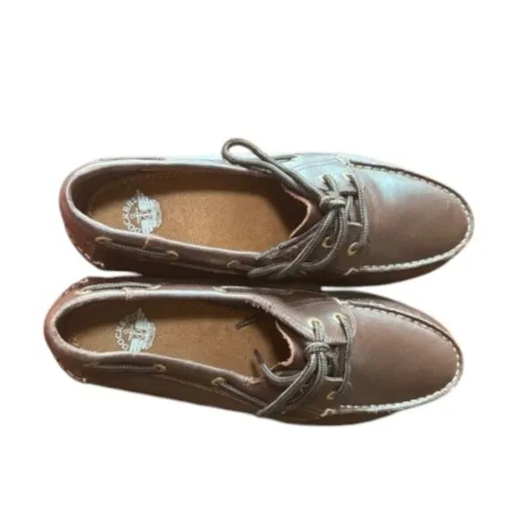 Dockers Dark Brown Leather Vargas Boat Shoes with Moccasin Construction 10M