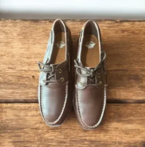 Dockers Dark Brown Leather Vargas Boat Shoes with Moccasin Construction 10M