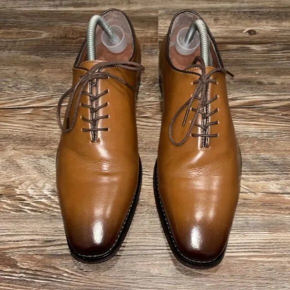 DOLCARA Leather upper men’s oxfords two tone brown color size 42.