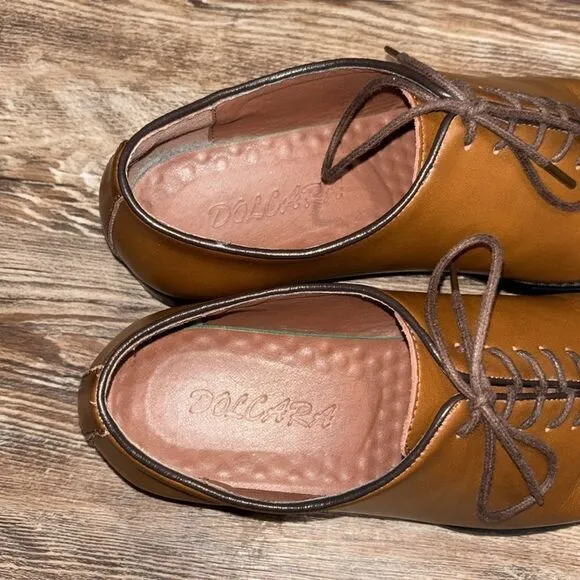 DOLCARA Leather upper men’s oxfords two tone brown color size 42.