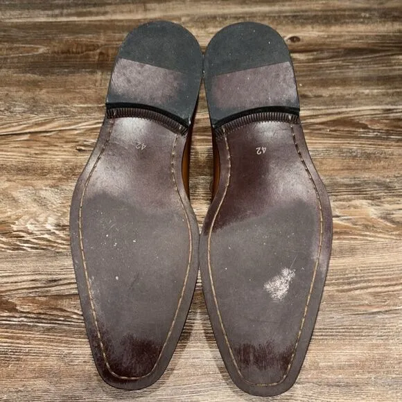 DOLCARA Leather upper men’s oxfords two tone brown color size 42.