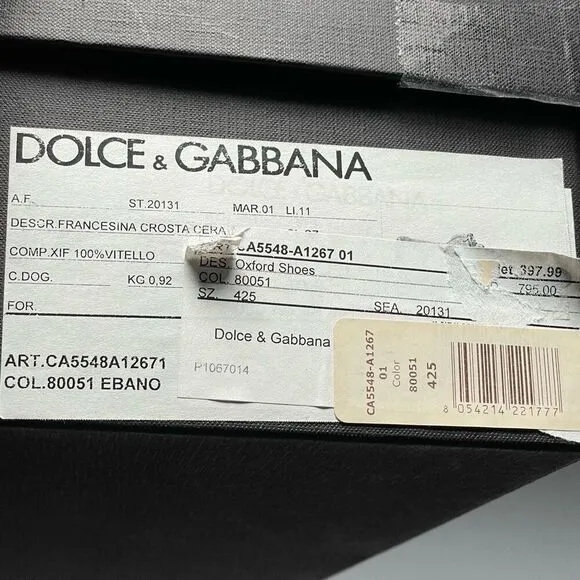 DOLCE &amp; GABANNA Shoes Mens 8.5 Brown Leather Oxford Derby Lace Up Nice EUC w/Box