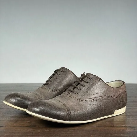 DOLCE &amp; GABANNA Shoes Mens 8.5 Brown Leather Oxford Derby Lace Up Nice EUC w/Box
