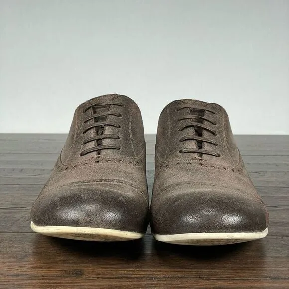 DOLCE &amp; GABANNA Shoes Mens 8.5 Brown Leather Oxford Derby Lace Up Nice EUC w/Box