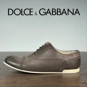 DOLCE &amp; GABANNA Shoes Mens 8.5 Brown Leather Oxford Derby Lace Up Nice EUC w/Box