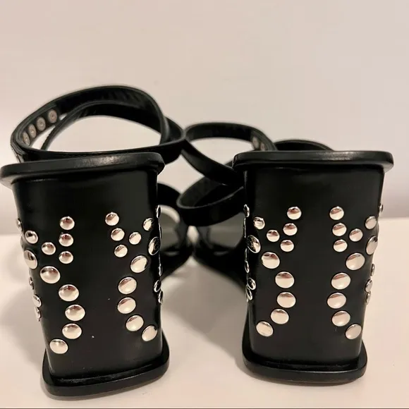 DOLCE AND GABANNA Black‎ Italian Leather Studded Wedges 36 1/2