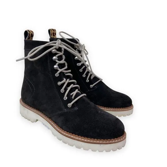 Dolce Vita Avena Boots in Anthracite Suede Leather Leopard Calf Hair