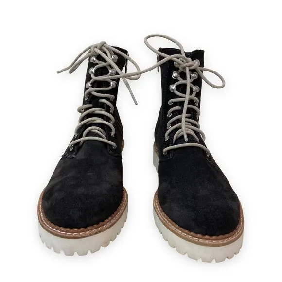 Dolce Vita Avena Boots in Anthracite Suede Leather Leopard Calf Hair