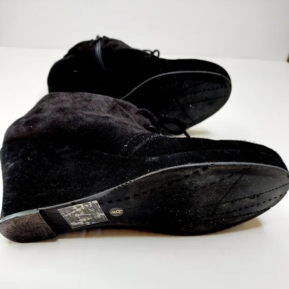 Dolce Vita Black Size 9 Lace Up Wedge Booties