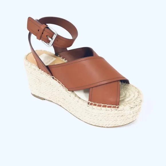Dolce Vita Carsie Brown Leather Wedge Sandals