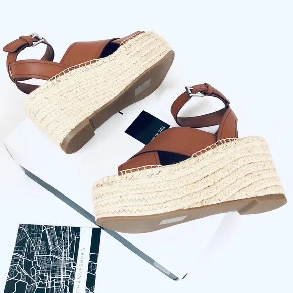 Dolce Vita Carsie Brown Leather Wedge Sandals