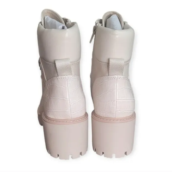 Dolce Vita Hank Lug Sole Combat Boots In Ivory