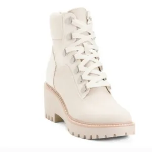 Dolce Vita Hank Lug Sole Combat Boots In Ivory