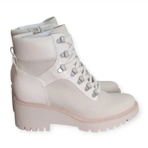 Dolce Vita Hank Lug Sole Combat Boots In Ivory