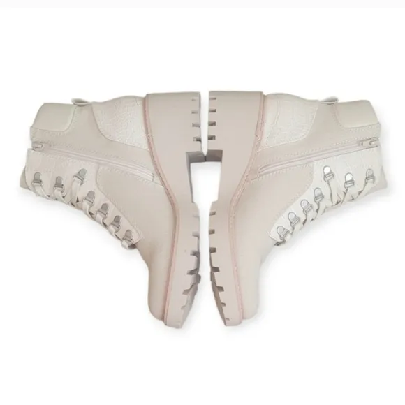 Dolce Vita Hank Lug Sole Combat Boots In Ivory