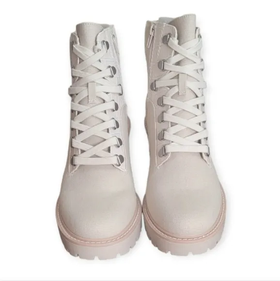 Dolce Vita Hank Lug Sole Combat Boots In Ivory