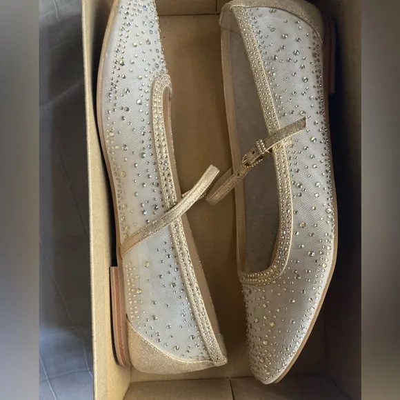 Dolce Vita Reyes Light Gold Mesh Ansel Crystal Ballet Flats
