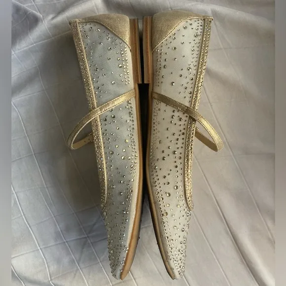 Dolce Vita Reyes Light Gold Mesh Ansel Crystal Ballet Flats