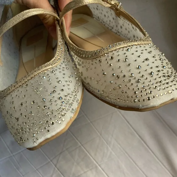 Dolce Vita Reyes Light Gold Mesh Ansel Crystal Ballet Flats
