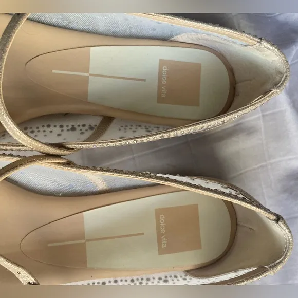 Dolce Vita Reyes Light Gold Mesh Ansel Crystal Ballet Flats