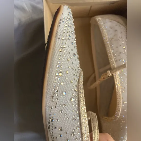 Dolce Vita Reyes Light Gold Mesh Ansel Crystal Ballet Flats