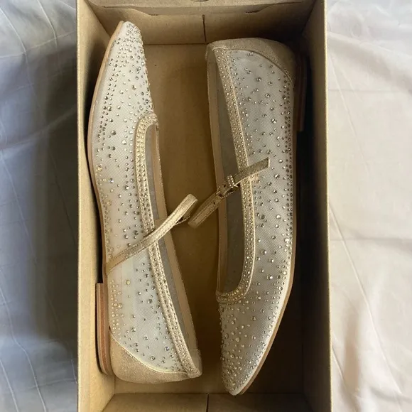 Dolce Vita Reyes Light Gold Mesh Ansel Crystal Ballet Flats