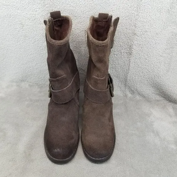 Dolce Vita Shoes Womens Size 7.5 Brown Suede Buckle Mid Calf Boots