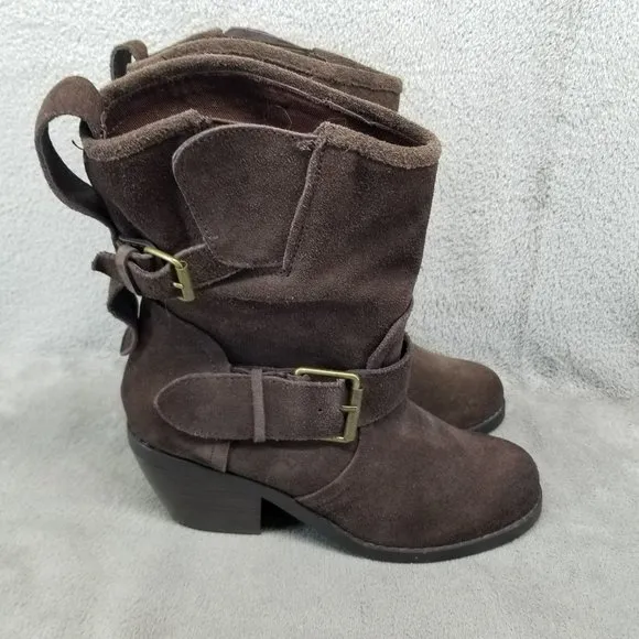 Dolce Vita Shoes Womens Size 7.5 Brown Suede Buckle Mid Calf Boots