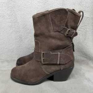 Dolce Vita Shoes Womens Size 7.5 Brown Suede Buckle Mid Calf Boots