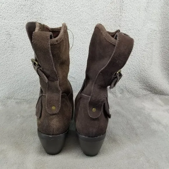 Dolce Vita Shoes Womens Size 7.5 Brown Suede Buckle Mid Calf Boots