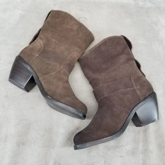 Dolce Vita Shoes Womens Size 7.5 Brown Suede Buckle Mid Calf Boots