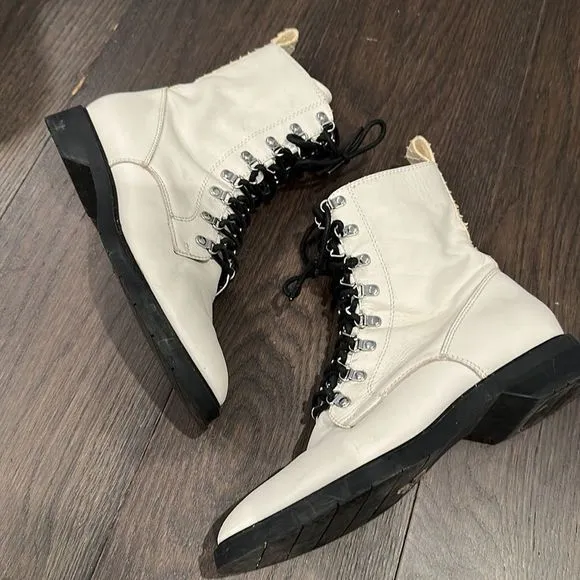 Dolce Vita White Combat Boots - Size 10