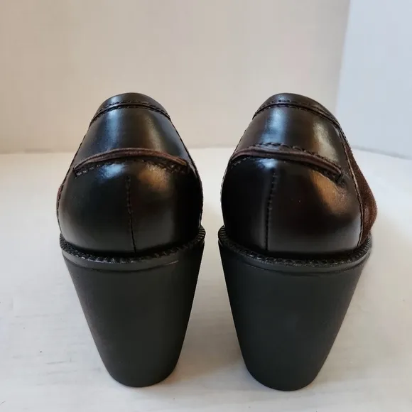 Donald J Pliner Baco Wedge Pumps Sz: 7.5 Brown Suede High Heels Shoes Italy