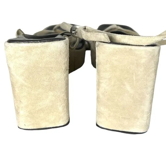 Donald J Pliner Cream Suede Square Toe Strappy Wedges Size 8