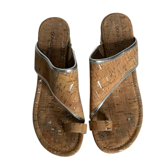 Donald J Pliner Gyer 2 Cork Toe Loop Wedges Sandals Women’s Size 7