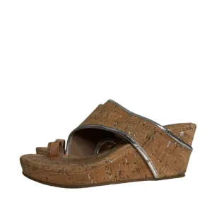 Donald J Pliner Gyer 2 Cork Toe Loop Wedges Sandals Women’s Size 7