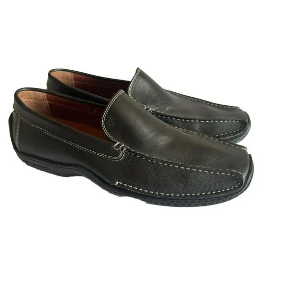 DONALD J PLINER Italy Black Leather Elver 108 Driving‎ Loafer Shoes Men's 9 M