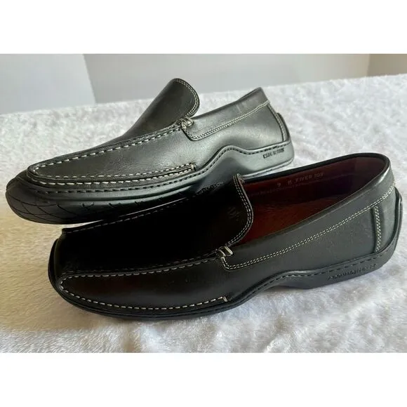 DONALD J PLINER Italy Black Leather Elver 108 Driving‎ Loafer Shoes Men's 9 M