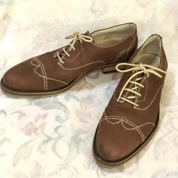 Donald J Pliner Italy Codi Leather Wingtip Derby Oxford Shoes Chestnut Brown 9.5