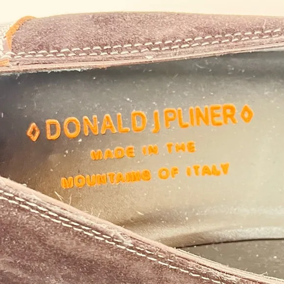 Donald J Pliner Platform Wedge Loafer Brown Suede Patent Leazer Size 8.5 M