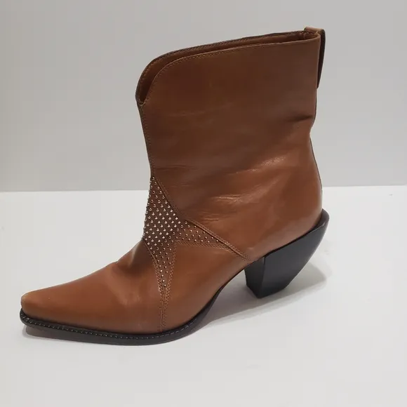 Donald J. Pliner Western Brown Cowgirl Couture Women's Booties Shoes Sz …