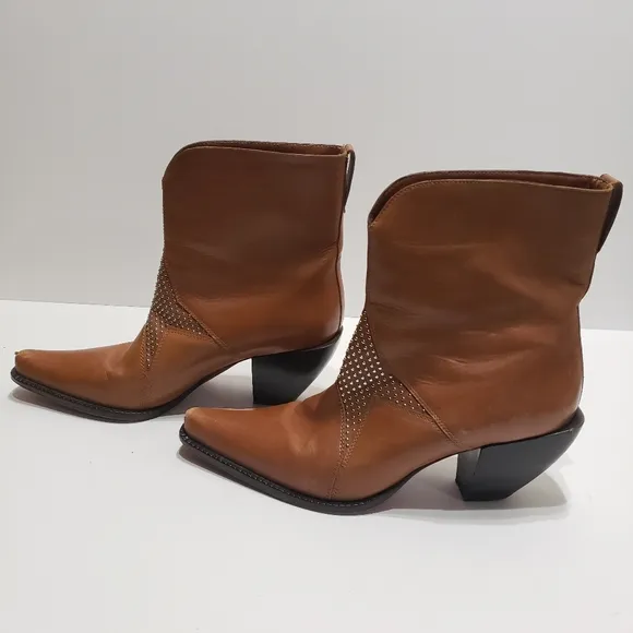 Donald J. Pliner Western Brown Cowgirl Couture Women's Booties Shoes Sz …