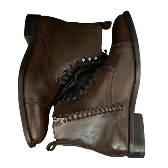 Donald Pliner Dawsyn Men's Brown Leather Lace Up Ankle Boots, Size 7.5 WORN ONCE