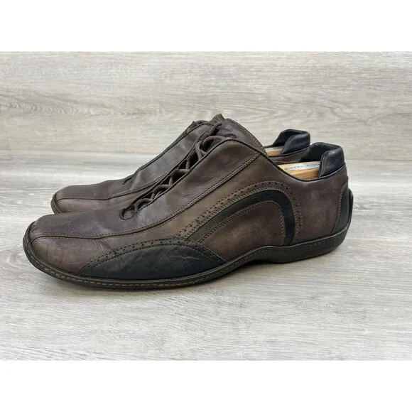 Donald Pliner Elliot Men's Sneakers Brown Leather Lace Up  Shoes Sz 12