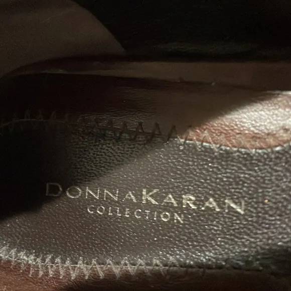 Donna Karen Collection vintage 8.5 grey wool brown leather bow ballet flat euc
