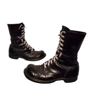 Double-H Black High-Top Leather Lace-Up Combat Boots Men's Size 8.5E