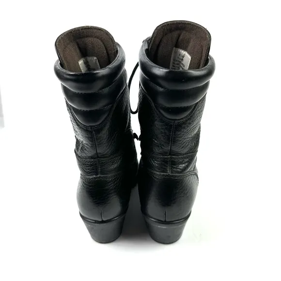 Double H Kiltie Boots 6.5  Black Leather Lace Up Western Cowgirl Bootie